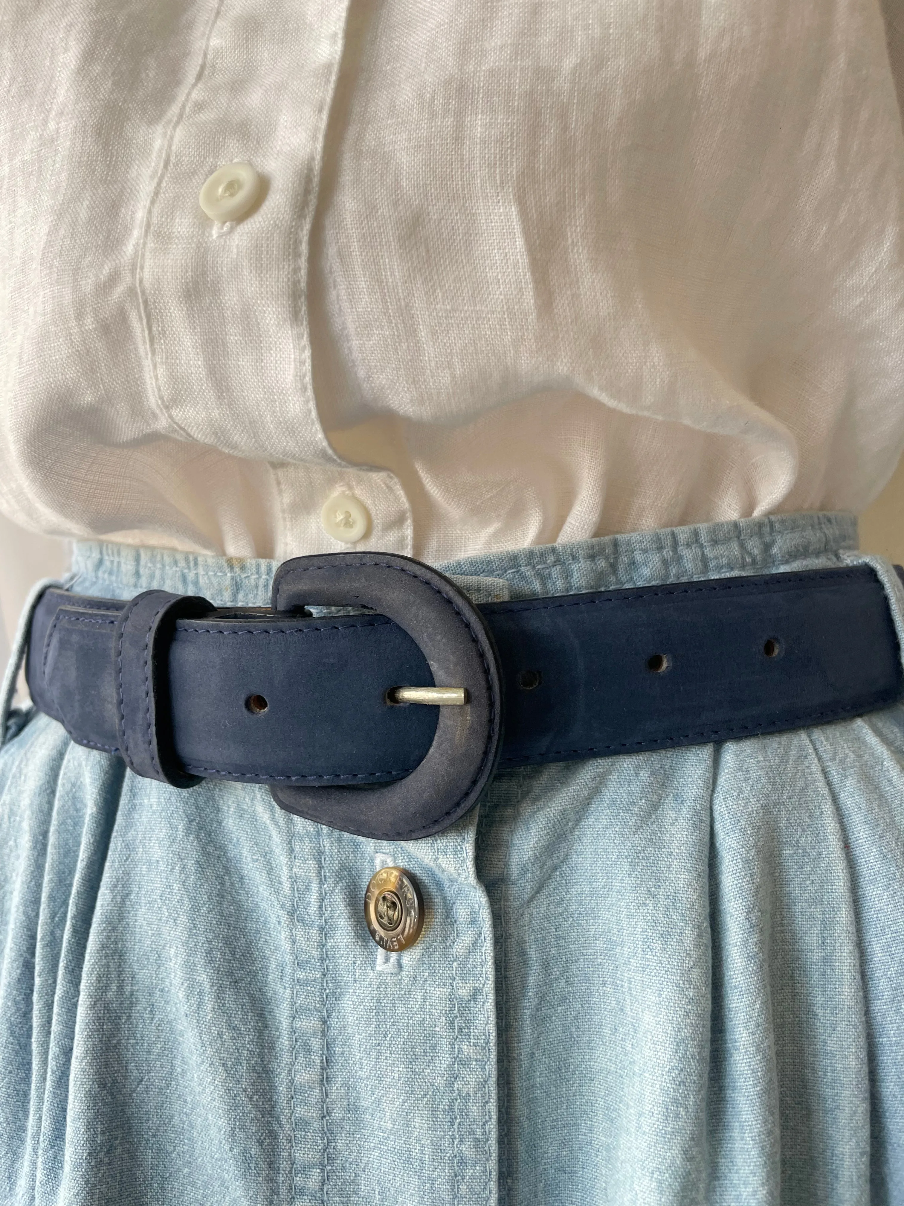 Navy Suede Belt: Classic Dark Blue Belt in Soft Suede Material