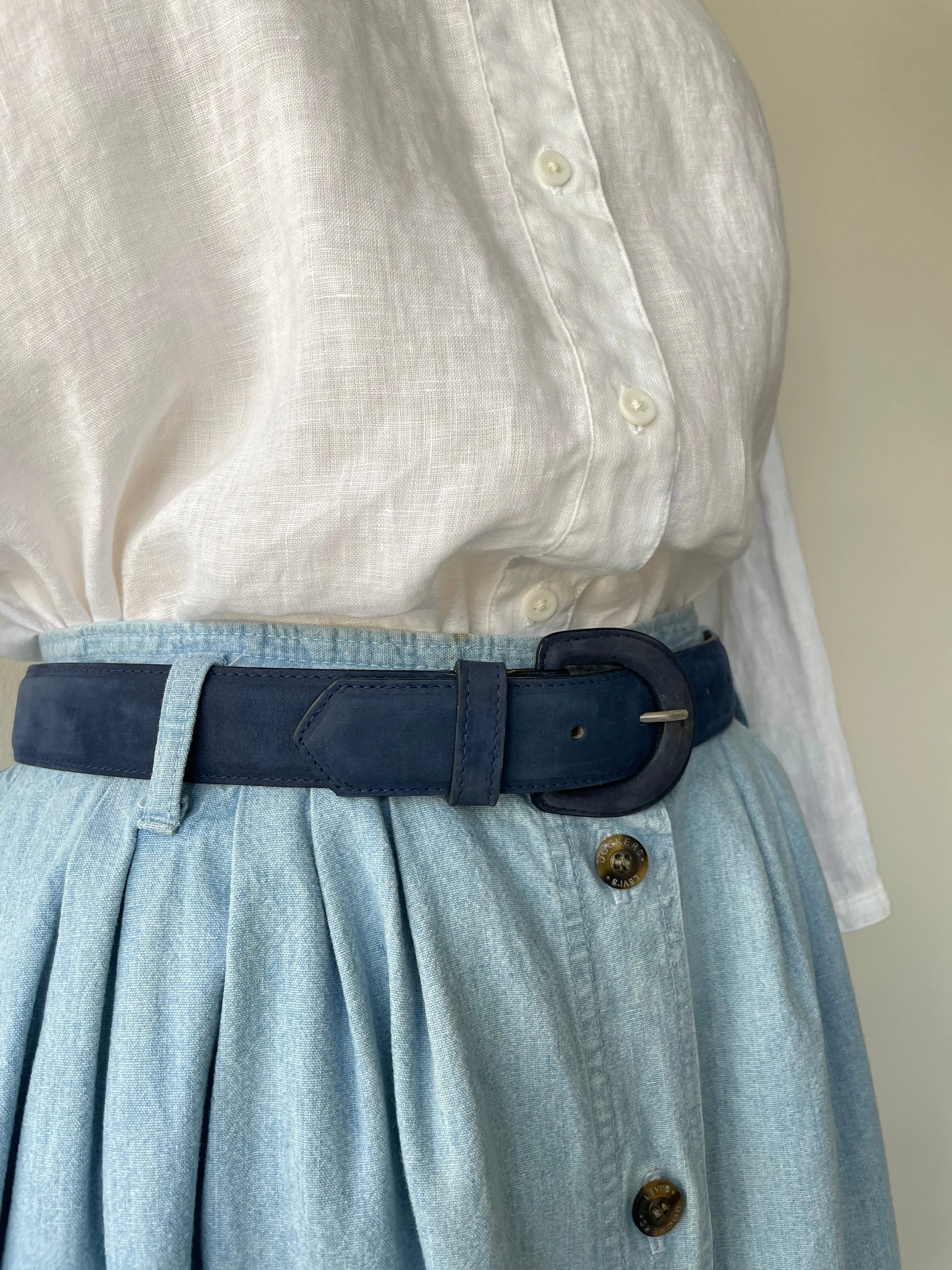 Navy Suede Belt: Classic Dark Blue Belt in Soft Suede Material