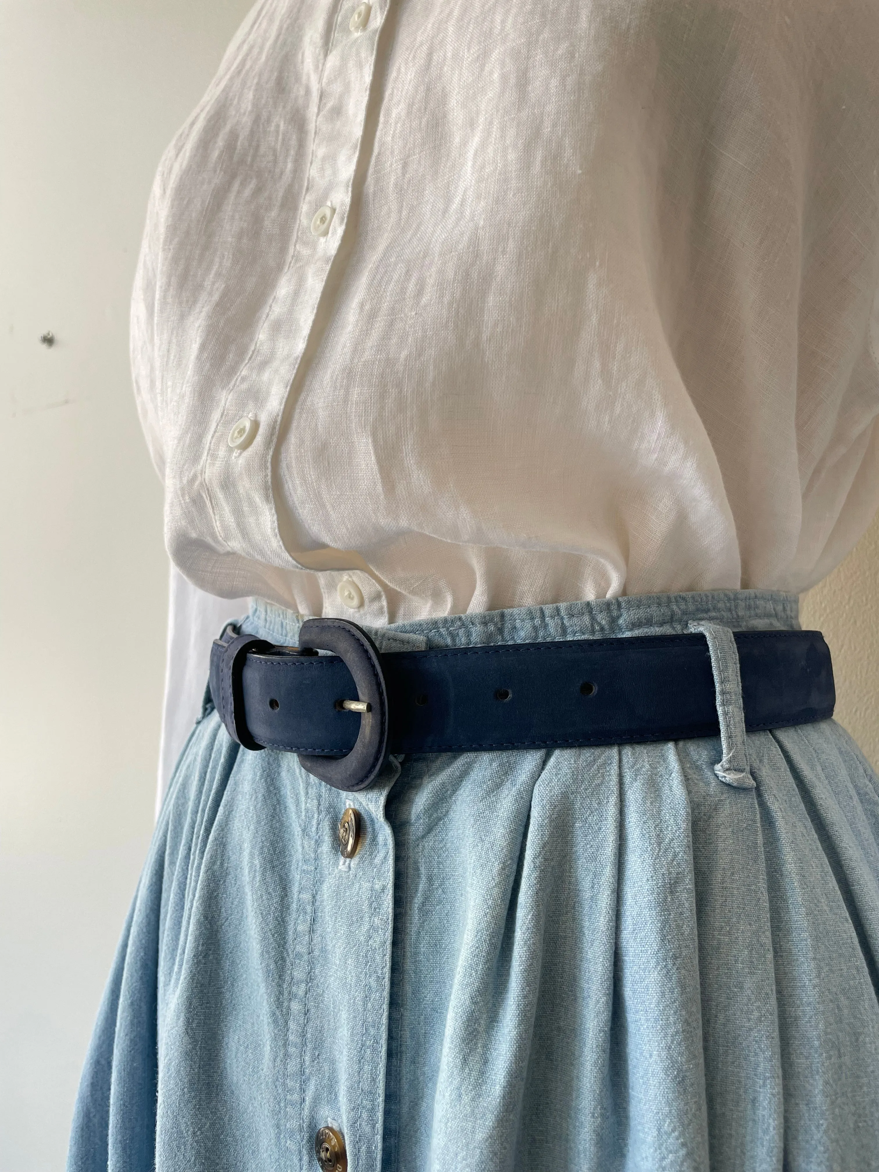 Navy Suede Belt: Classic Dark Blue Belt in Soft Suede Material