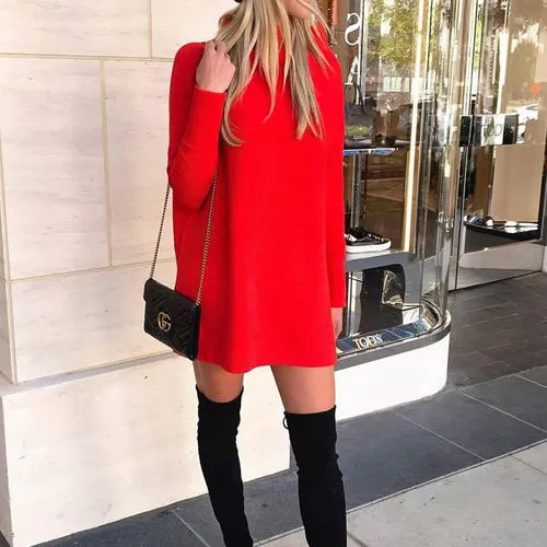 New Casual Long Sleeve Round Neck Dress