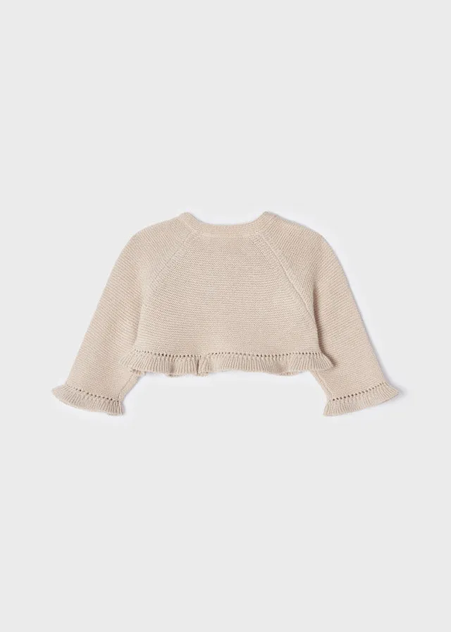 Newborn girl's champagne short cardigan for sale