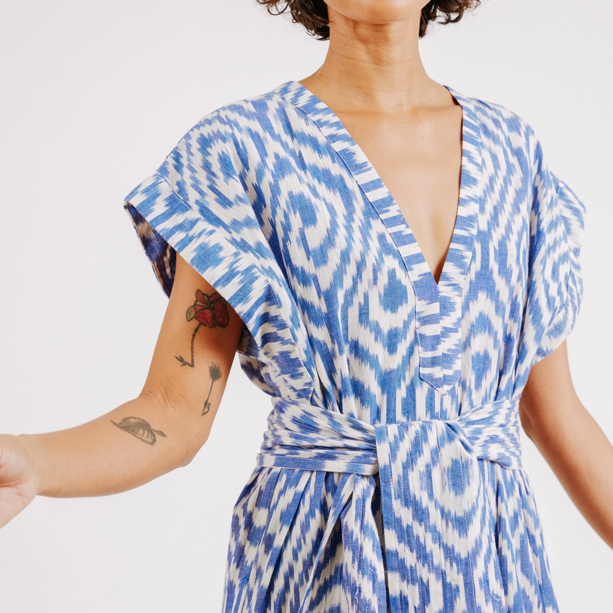 Oaxaca Dress in Azure Ikat