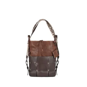 Olimpia Mosaic Backpack in Cognac Color, Made from Vegetable Washed Materials.