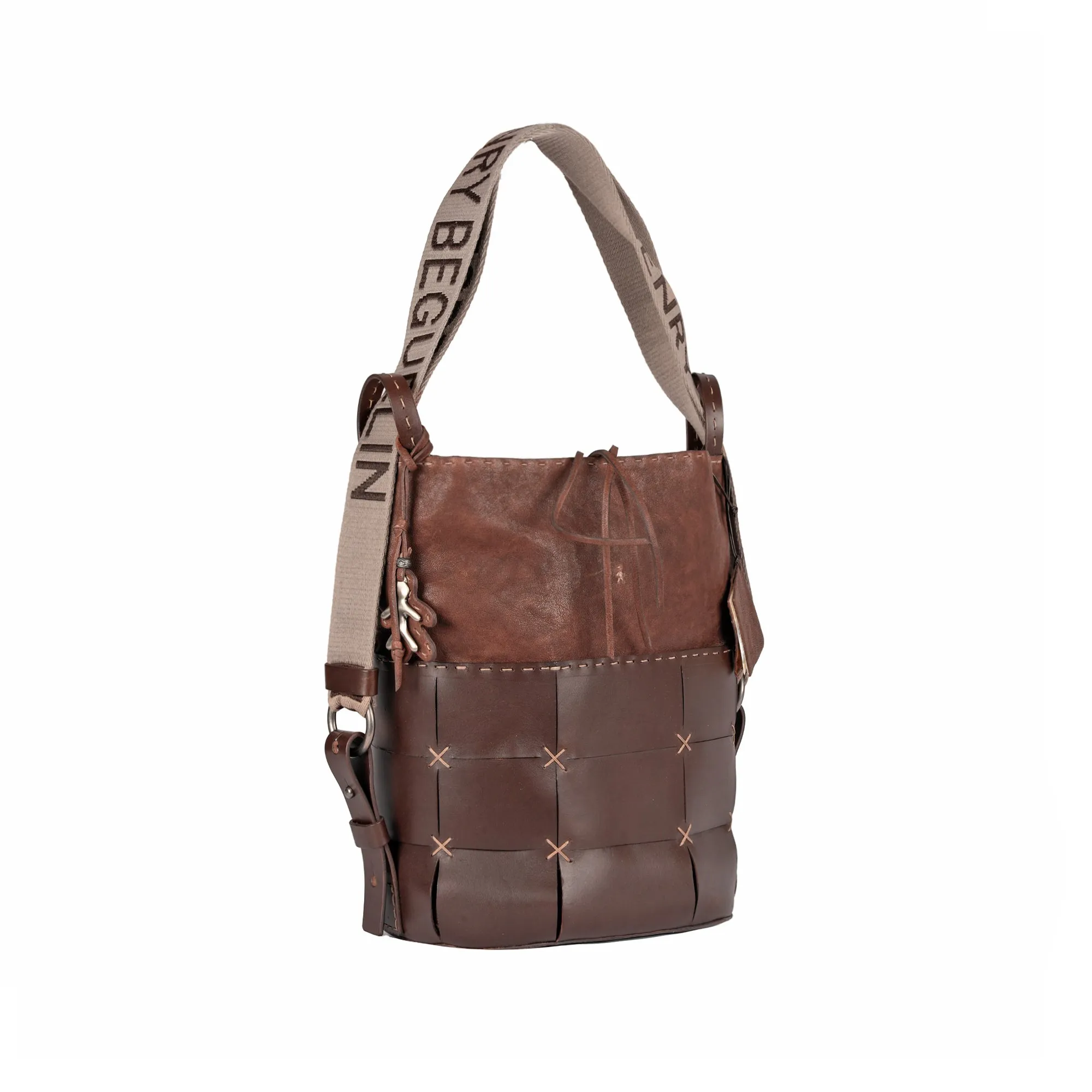 Olimpia Mosaic Backpack in Cognac Color, Made from Vegetable Washed Materials.