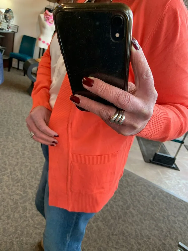 Orange Open Front Lightweight Cardigan - Sizes Small to 3X