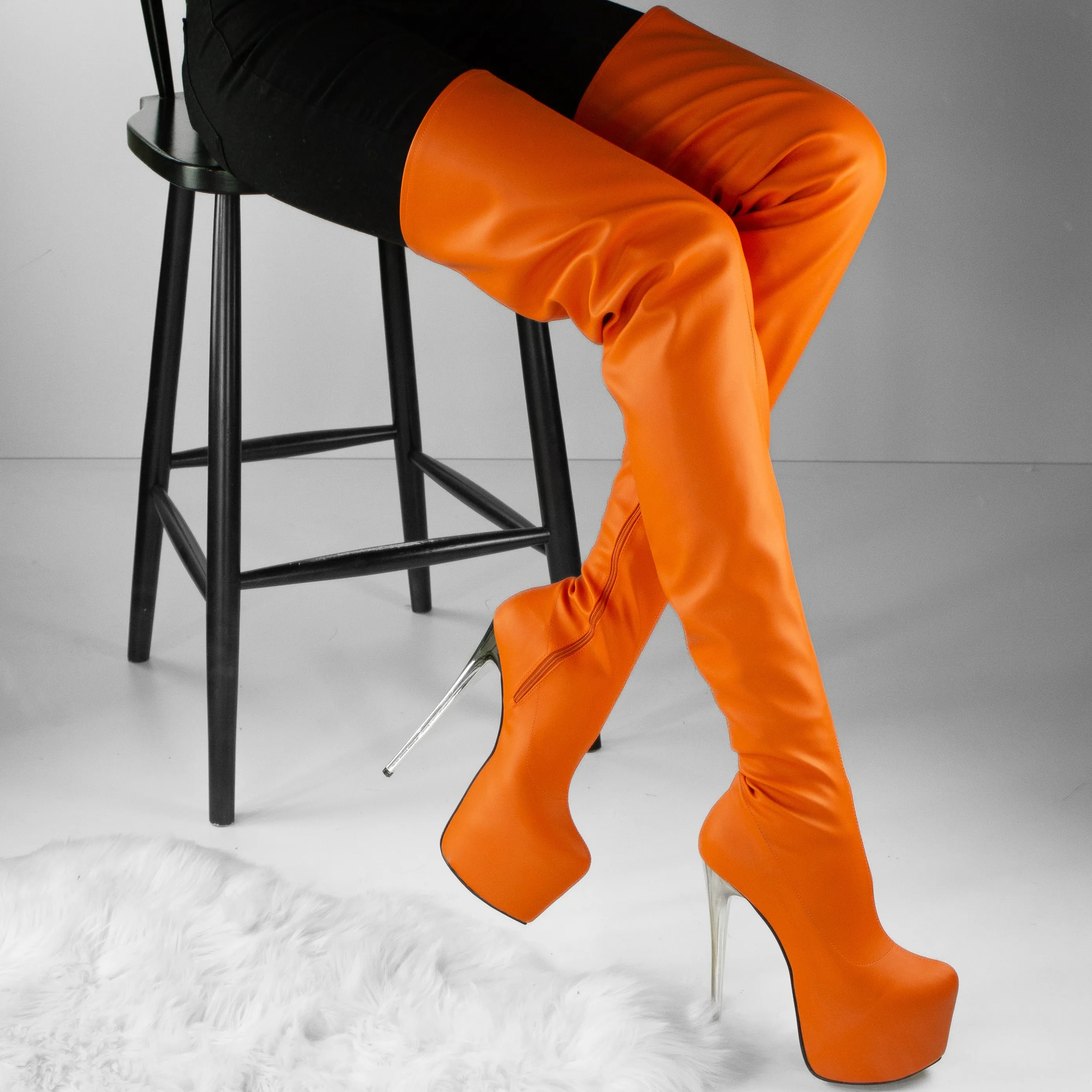 Orange Thigh-High Boots - 100 cm, Extreme, Ultra High