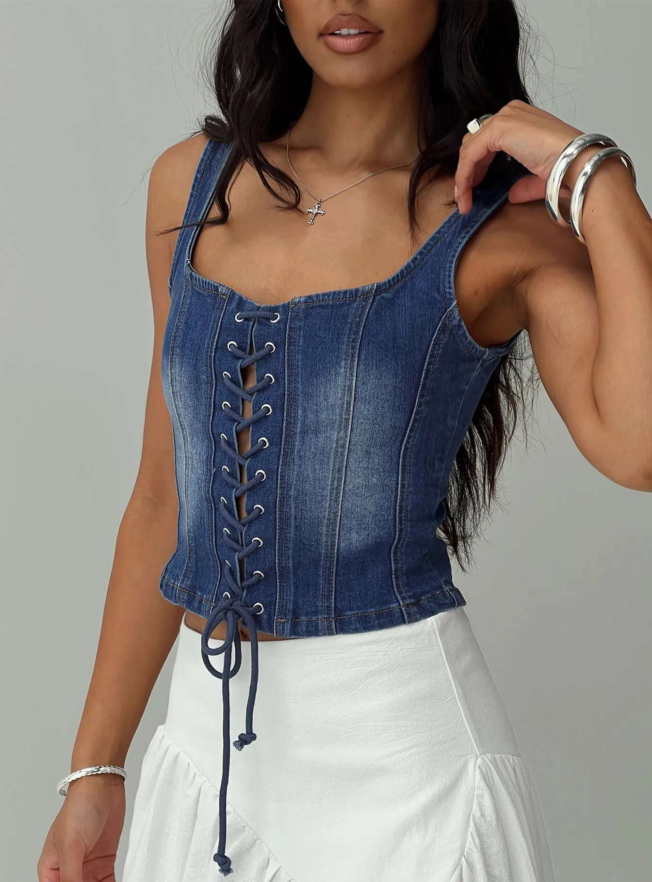 Packston Denim Top Mid Wash