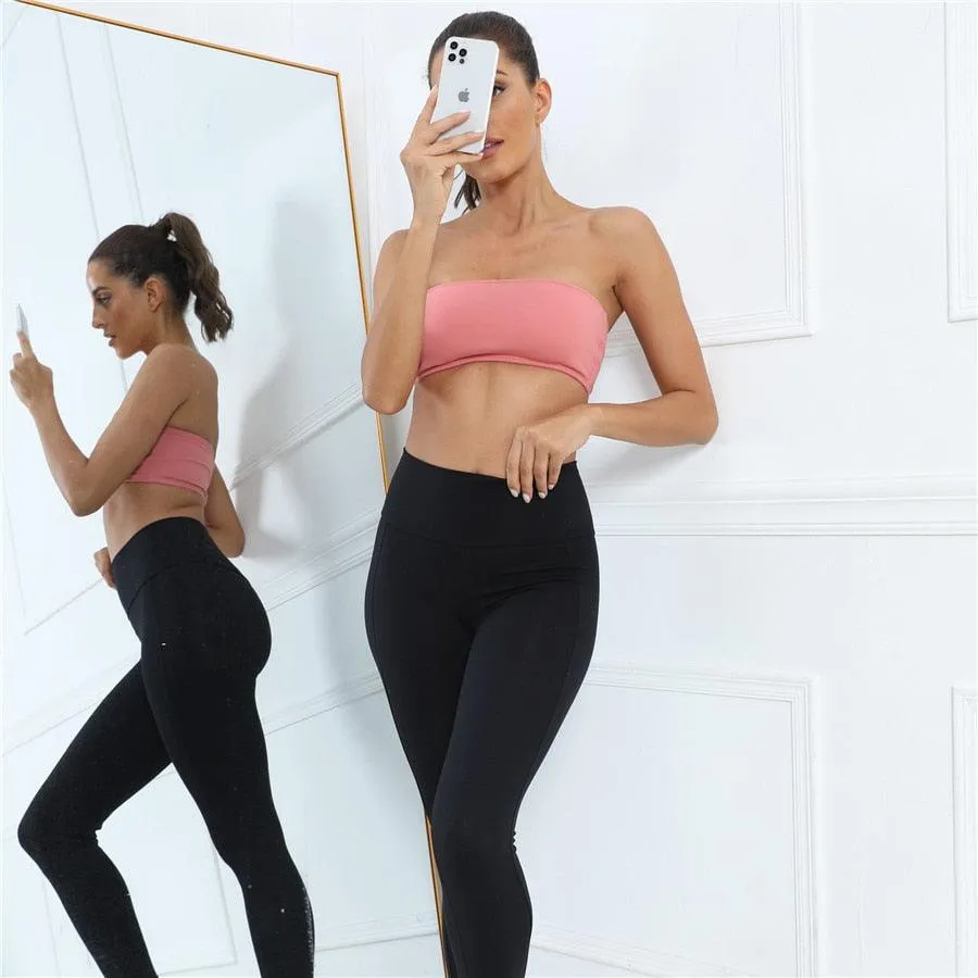 Padded Tube Top Exercise Bra for Sport and Fitness