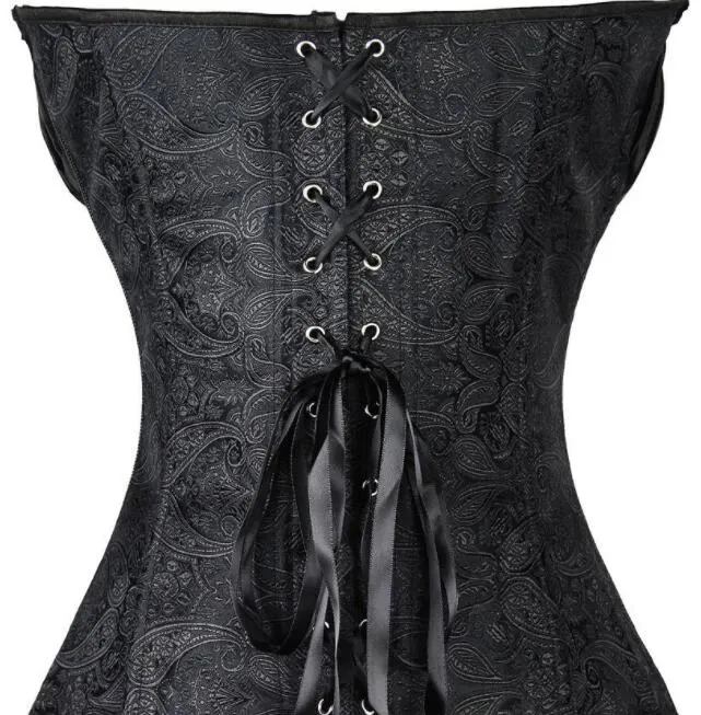 Plus Size Black Grey Push Up Corset for Women - Hot Champion Jacquard Zipper