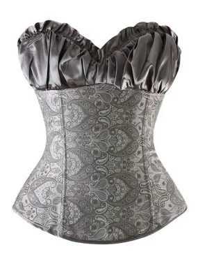 Plus Size Black Grey Push Up Corset for Women - Hot Champion Jacquard Zipper