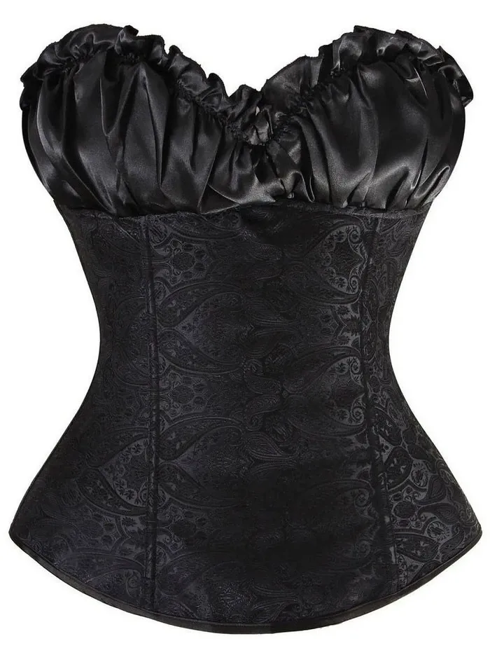 Plus Size Black Grey Push Up Corset for Women - Hot Champion Jacquard Zipper