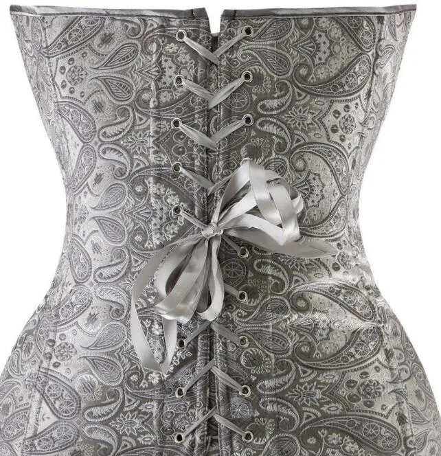 Plus Size Black Grey Push Up Corset for Women - Hot Champion Jacquard Zipper