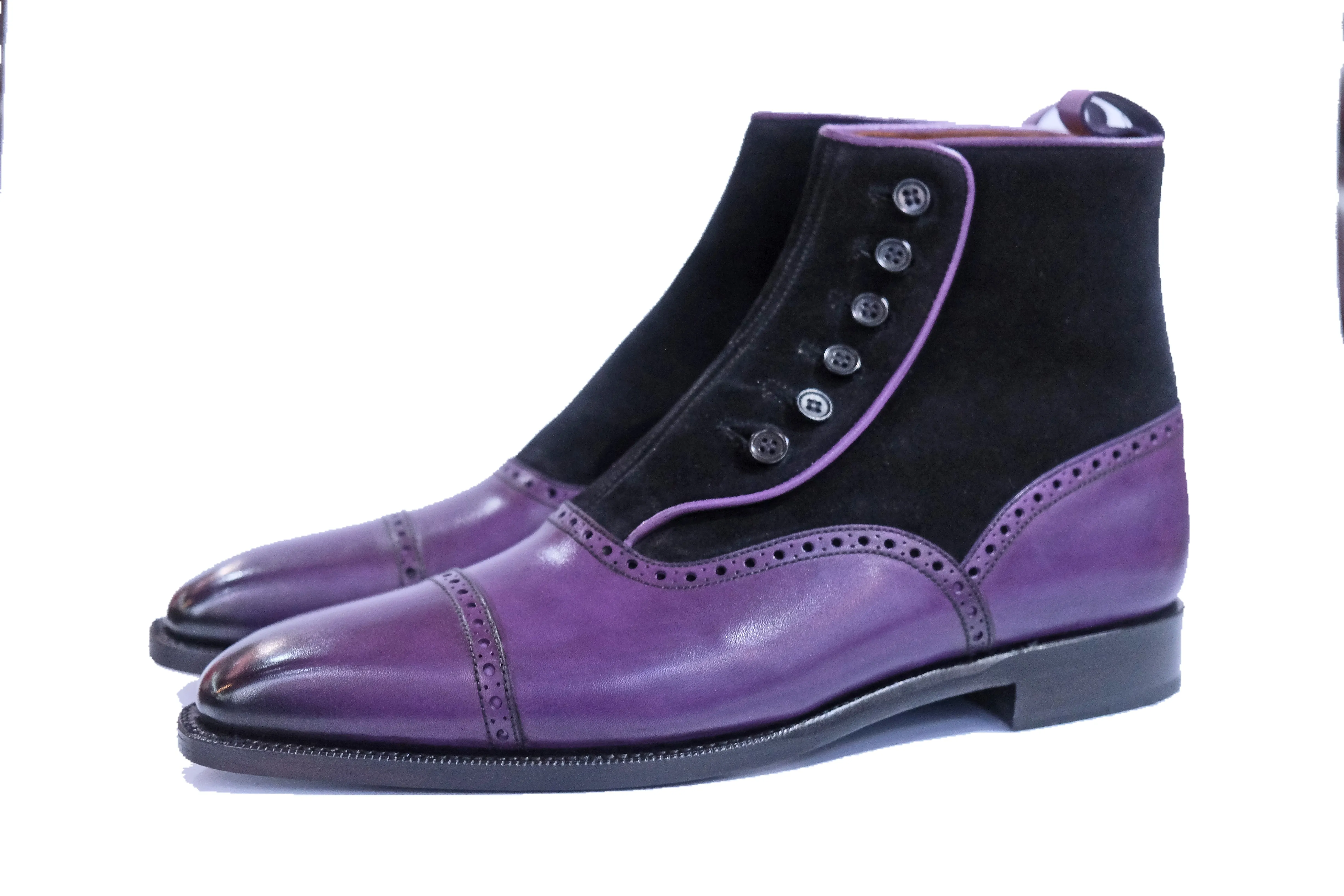 Puyallup MTO Purple Calf Black Suede LPB Last Single Leather Sole