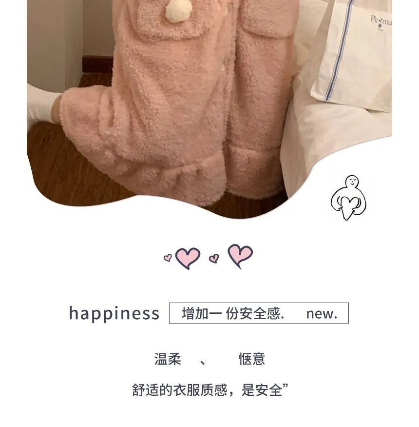 Rabbit ear hooded fleece robe pajama - OE16