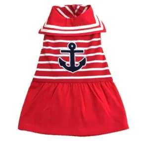 Red Dog Dress with Anchor Pattern