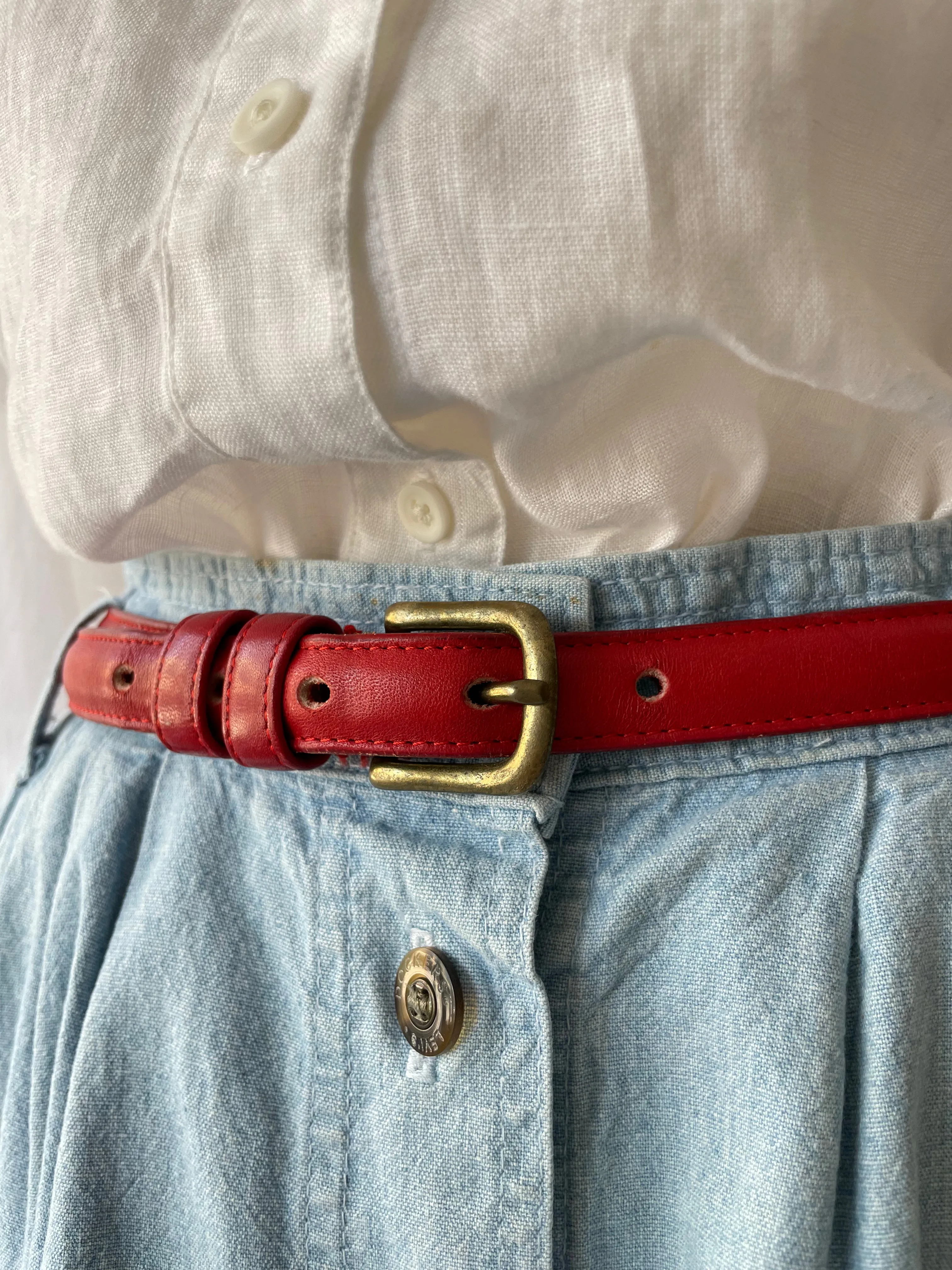 Red Leather Belt for Coach