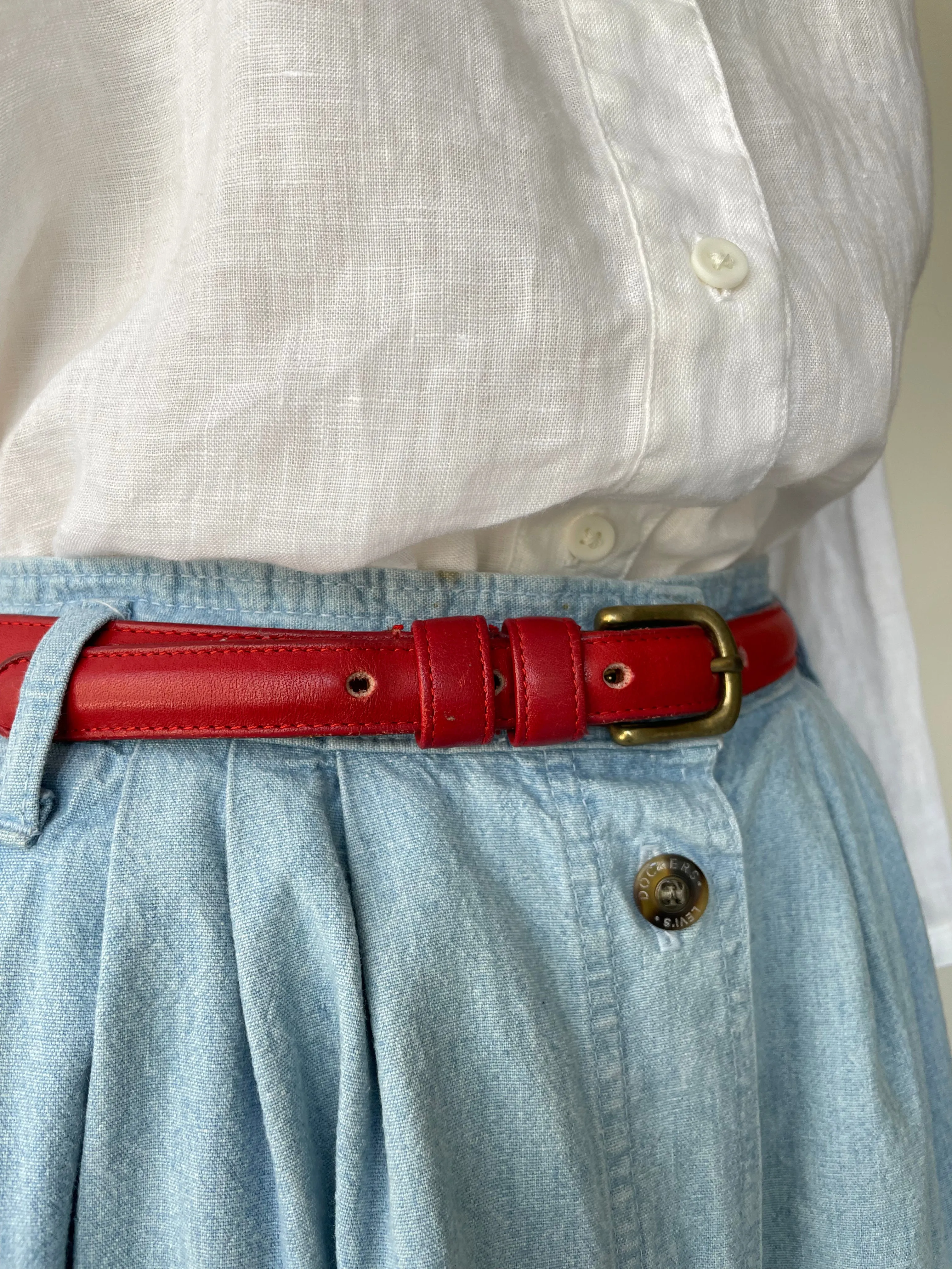 Red Leather Belt for Coach