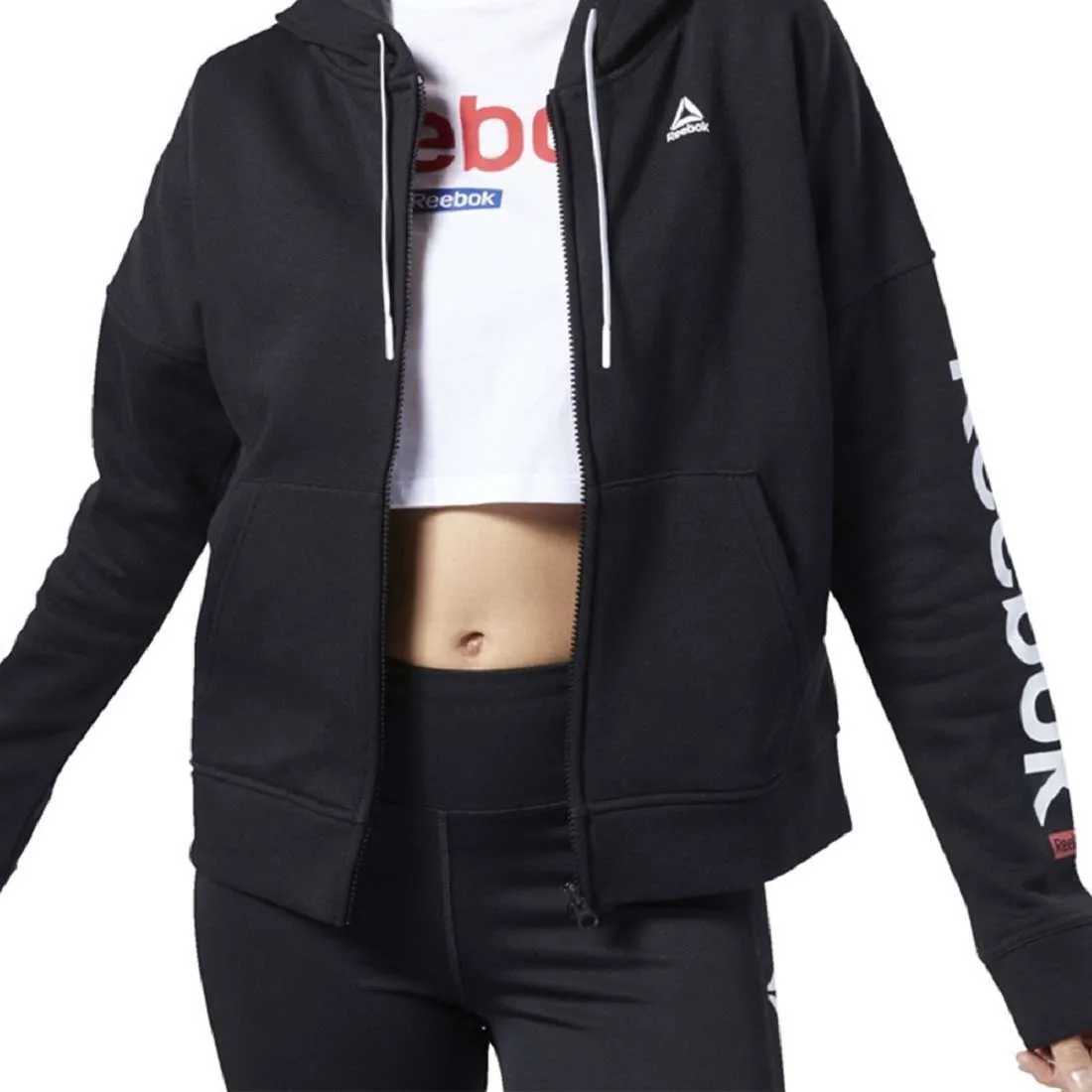 Reebok Women’s Liner Logo Full Zip Hoodies