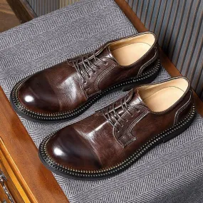 Retro Leather Oxfords - Men's Casual Shoes (Handmade), QD1245