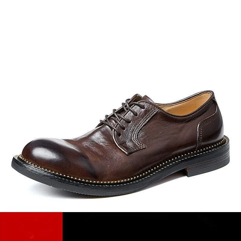 Retro Leather Oxfords - Men's Casual Shoes (Handmade), QD1245