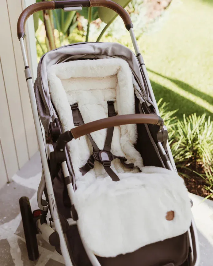 Reversible Cozy Fleece Pram Liner - Beige Gingham/Fleece