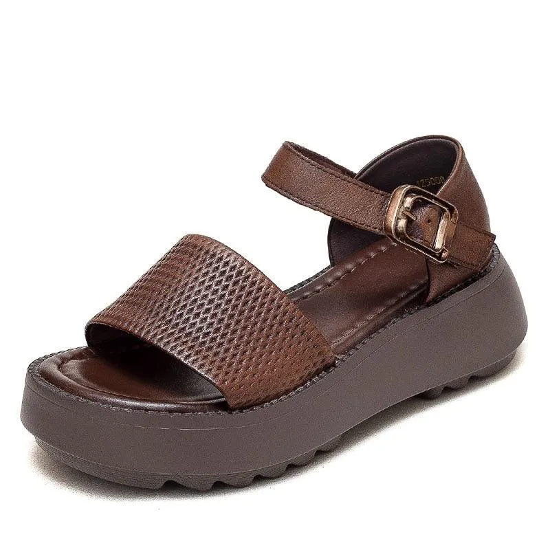 Roman Sandals: Leather Wedge Women's Casual Shoes