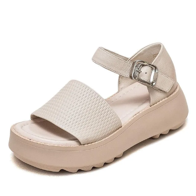 Roman Sandals: Leather Wedge Women's Casual Shoes