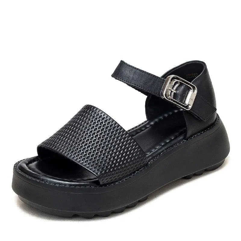 Roman Sandals: Leather Wedge Women's Casual Shoes