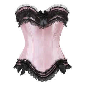 Satin Bustier Lace Bow Decorated Clubwear