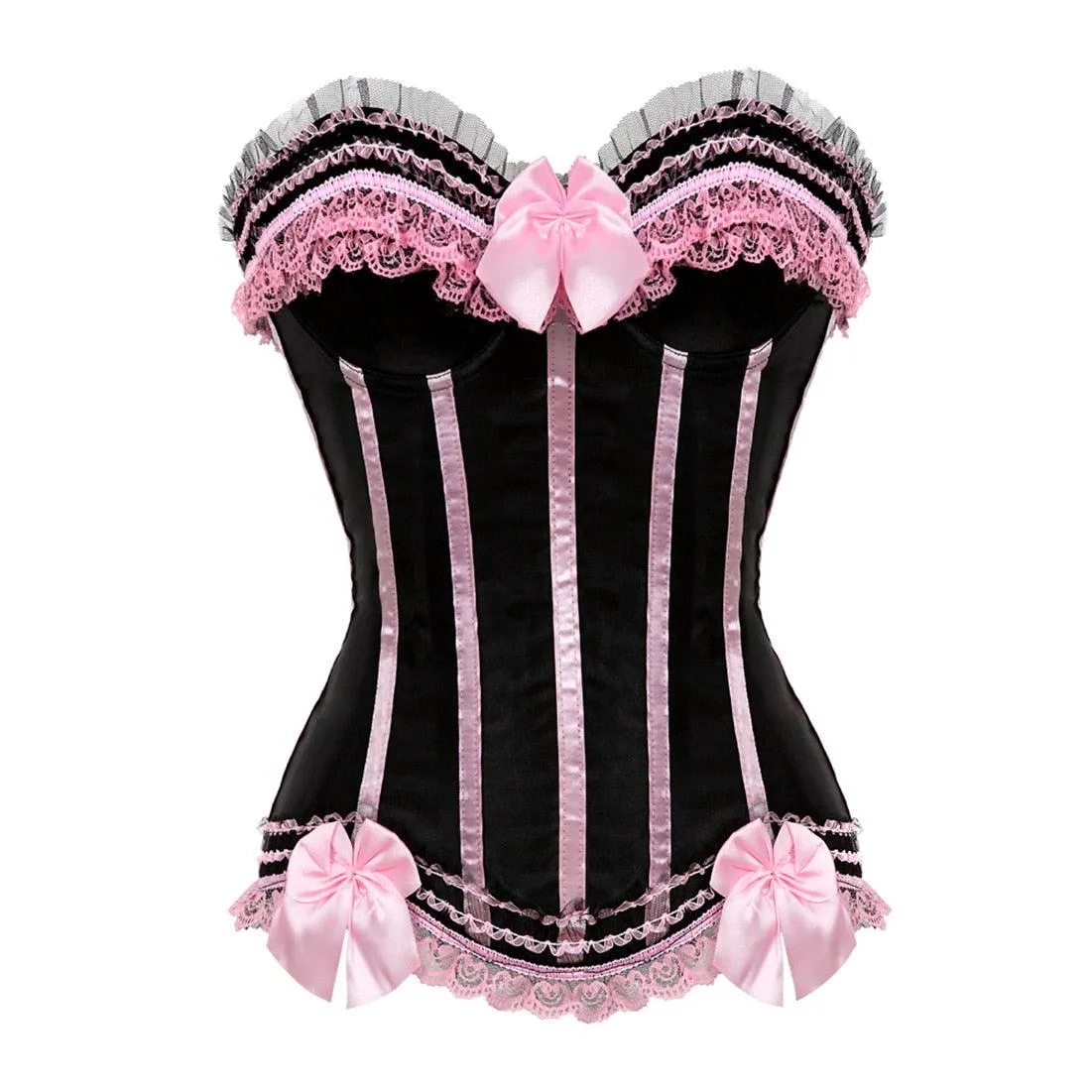 Satin Bustier Lace Bow Decorated Clubwear