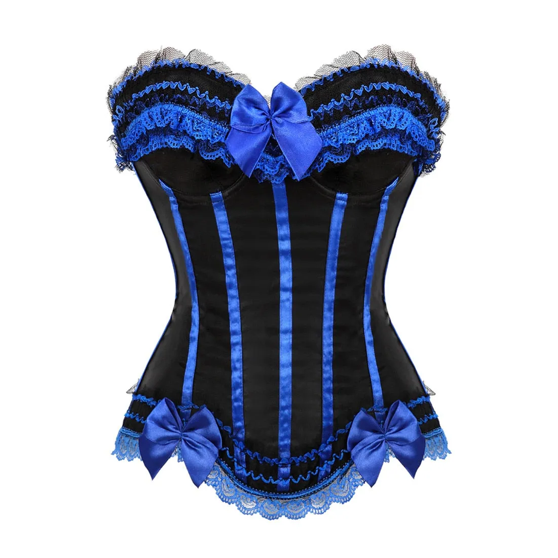 Satin Bustier Lace Bow Decorated Clubwear