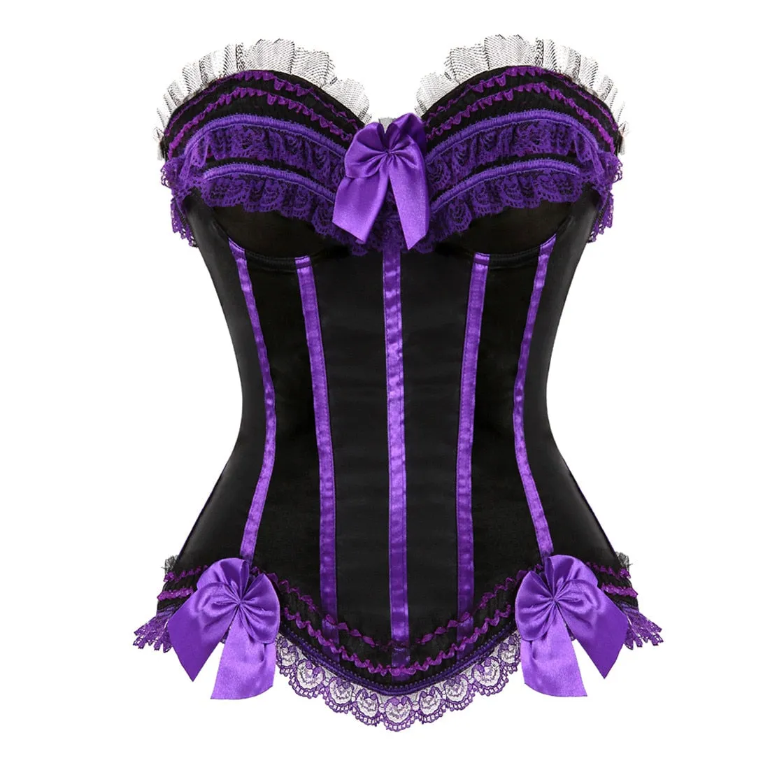 Satin Bustier Lace Bow Decorated Clubwear