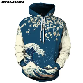 Seawaves and Flower 3D Sweatshirts Hoodies for Men and Women