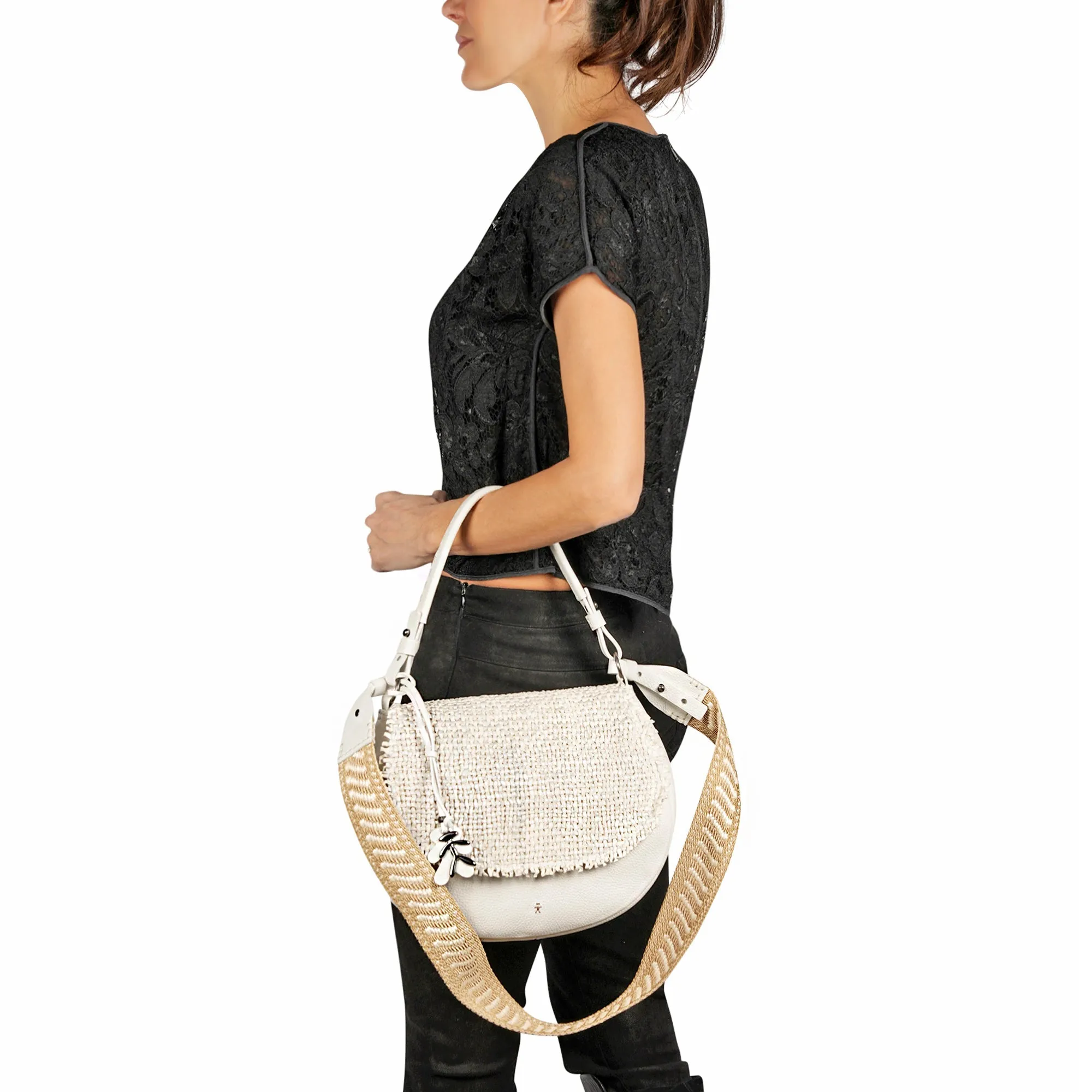 Sella M Intreccio Madreperla: Saddle Bag with Mother of Pearl Weaving (Google SEO friendly)