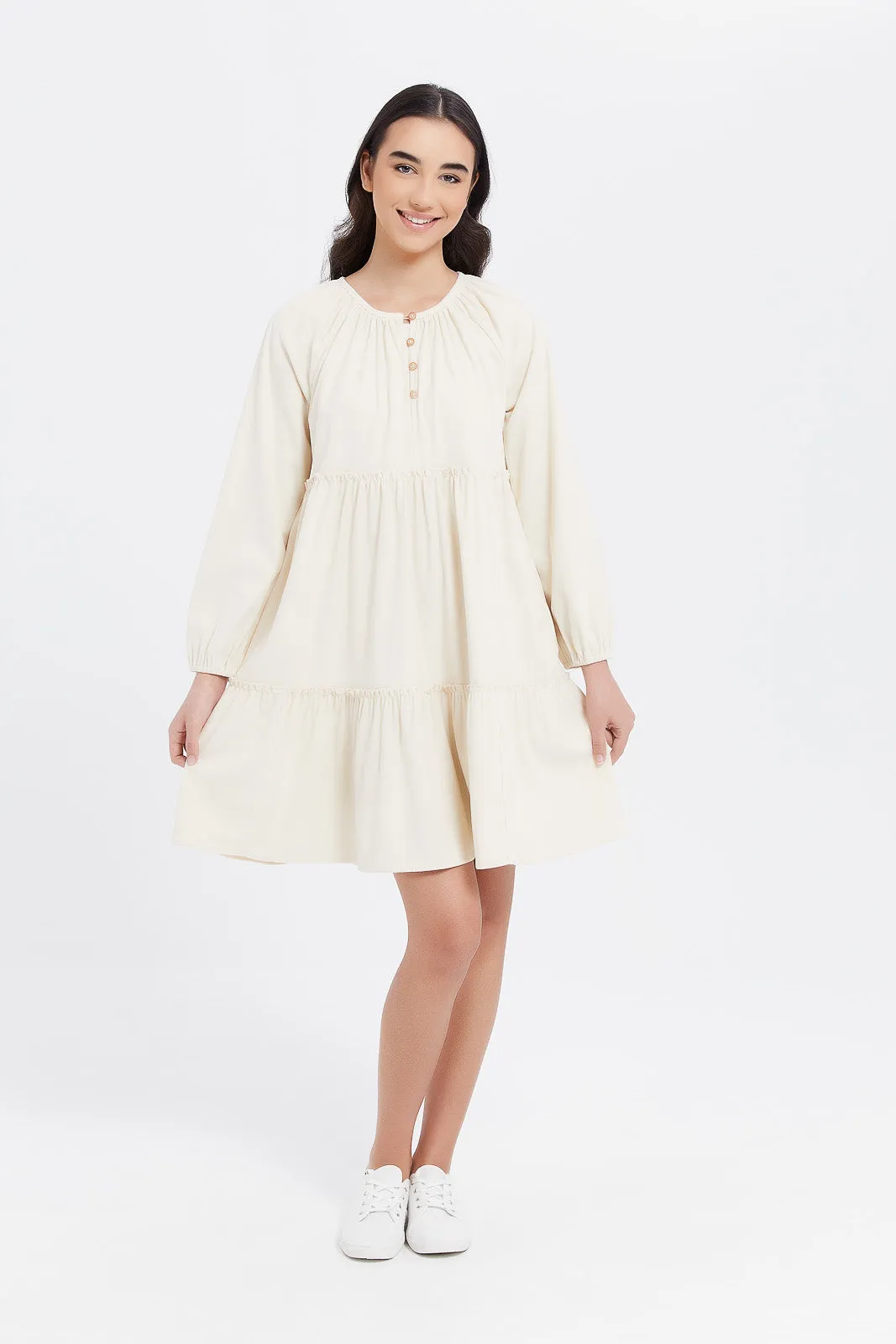 Senior Girls Cream Tiered Dress