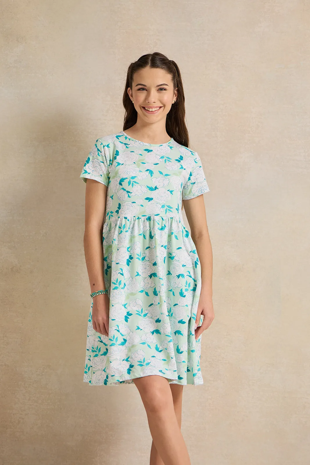 Senior Girls White Floral Dress