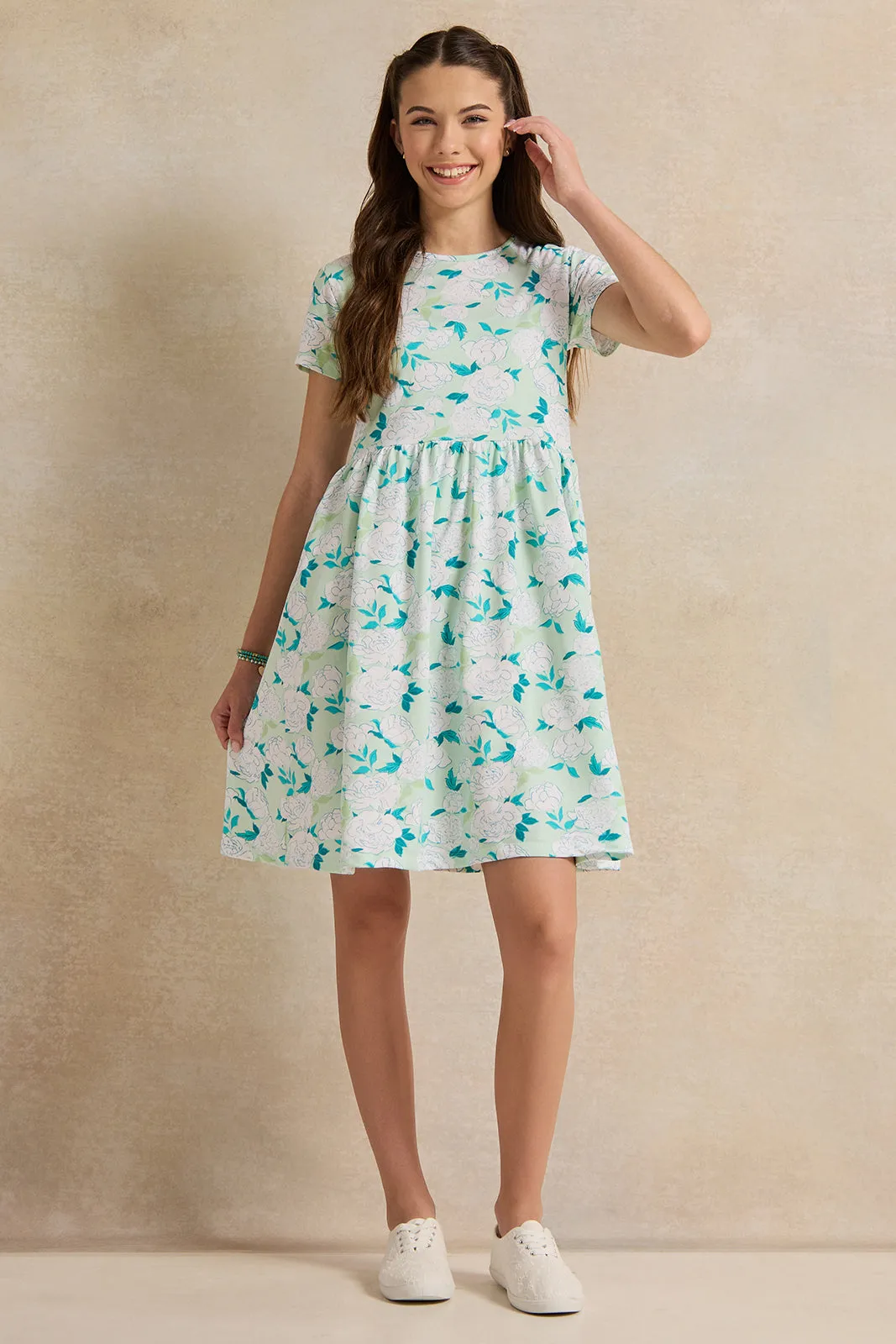 Senior Girls White Floral Dress