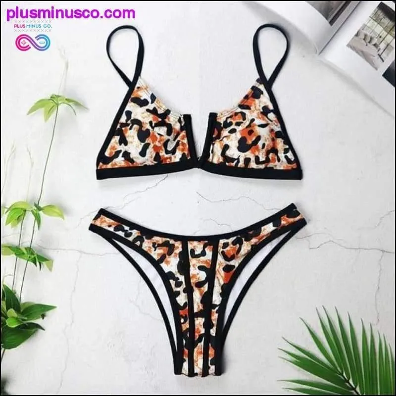 Sexy V Neck Push Up Bikini Bandeau Swimsuits - Swimwear