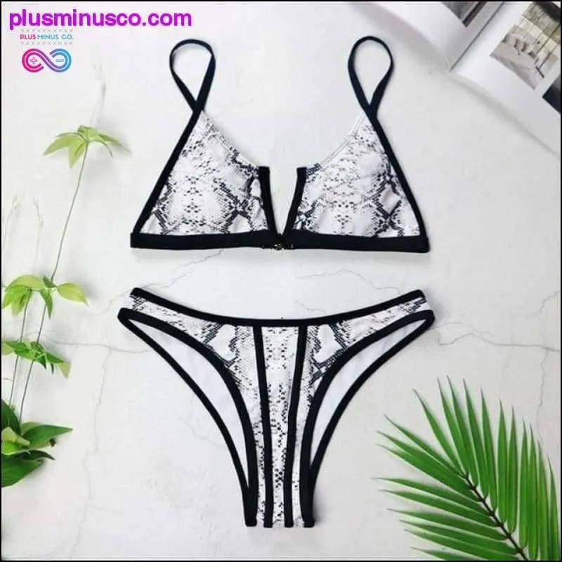 Sexy V Neck Push Up Bikini Bandeau Swimsuits - Swimwear