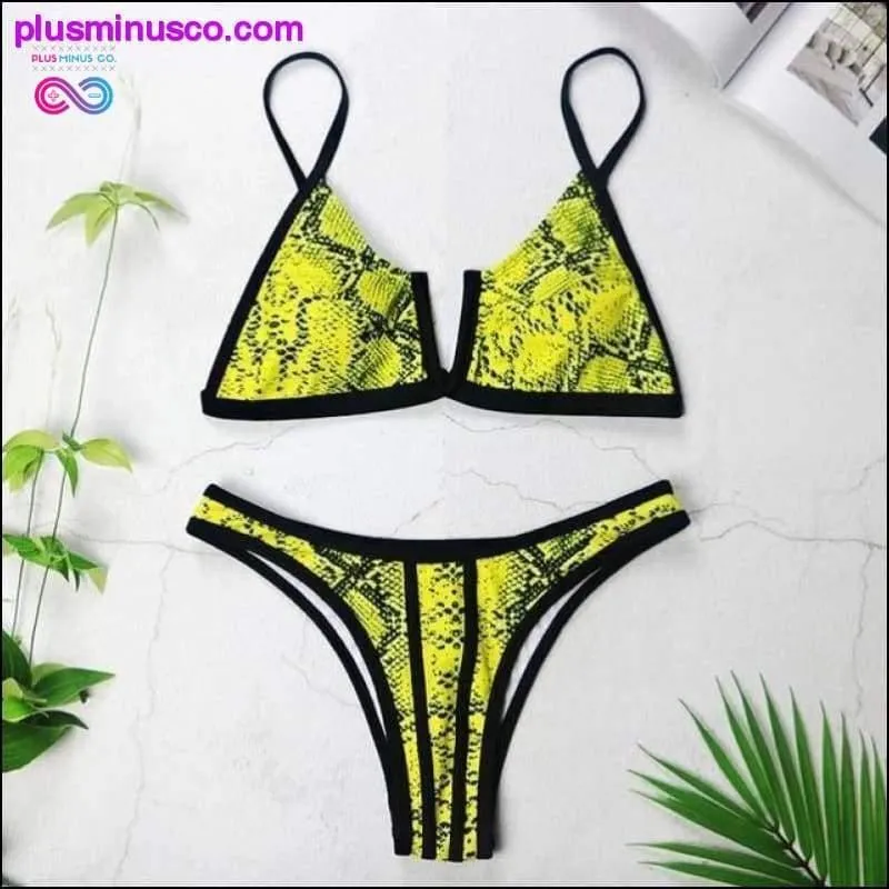 Sexy V Neck Push Up Bikini Bandeau Swimsuits - Swimwear