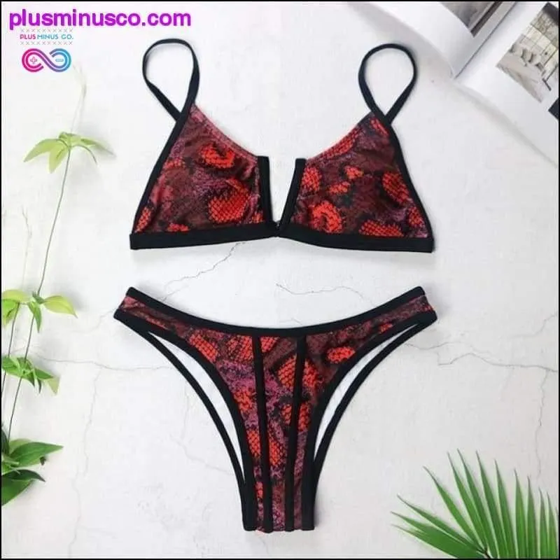 Sexy V Neck Push Up Bikini Bandeau Swimsuits - Swimwear