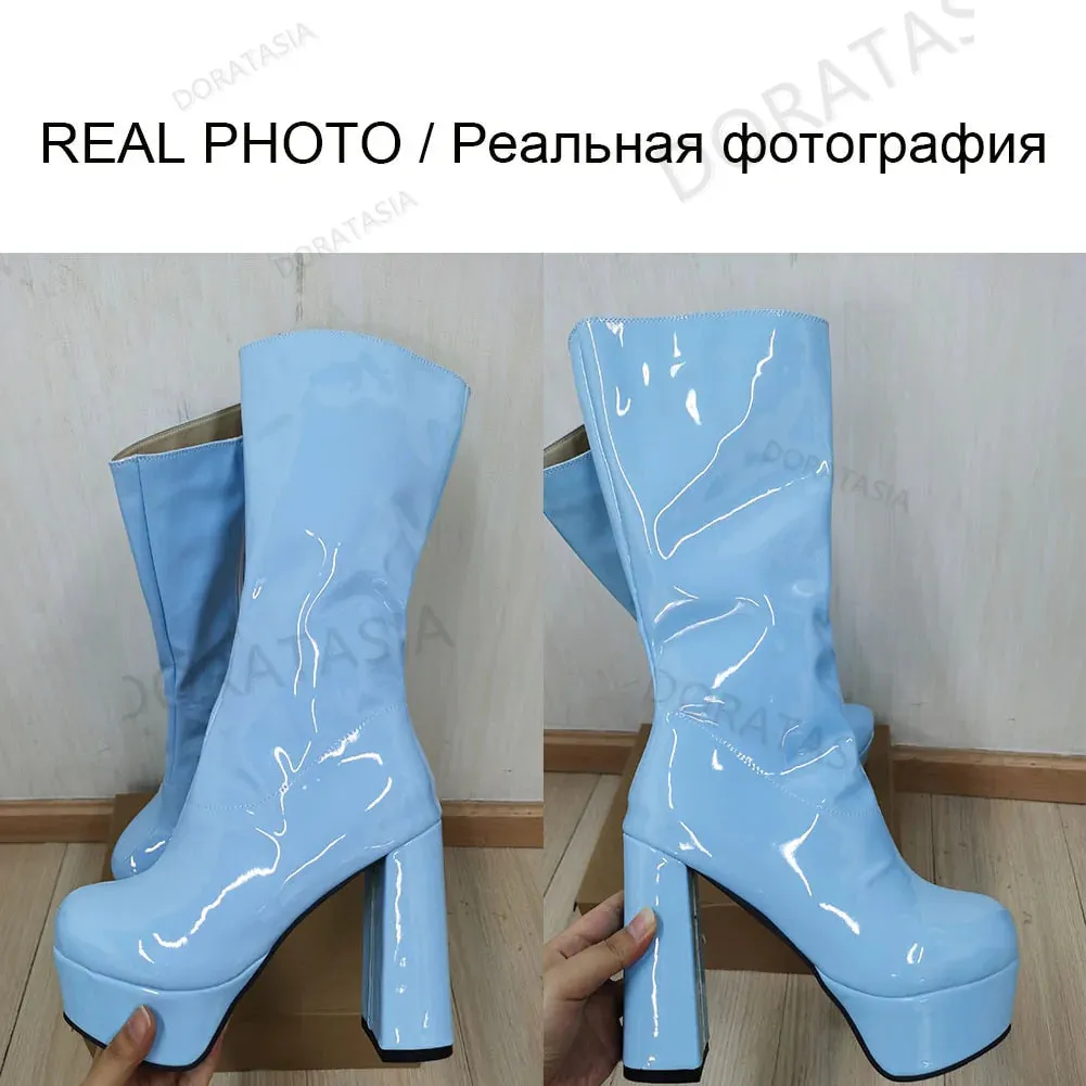 Sexy Winter Mid-Calf High Heels Boots for Women - Handmade, Designer