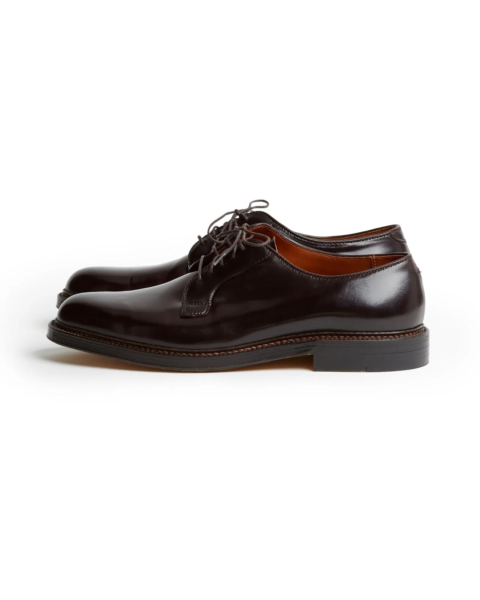 Shop Alden Cordovan Plain Toe Blucher Shoe in Dark Burgundy 990