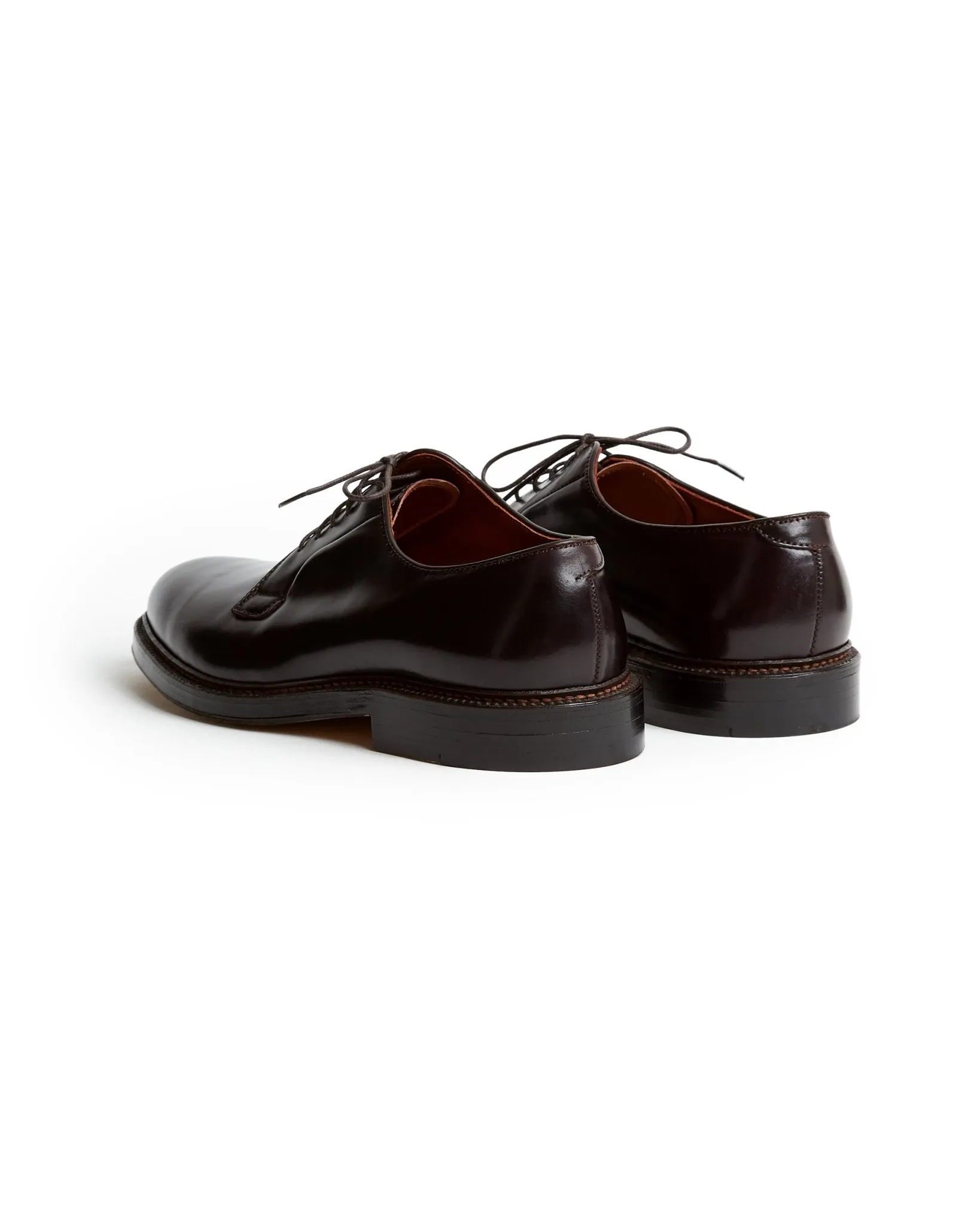 Shop Alden Cordovan Plain Toe Blucher Shoe in Dark Burgundy 990