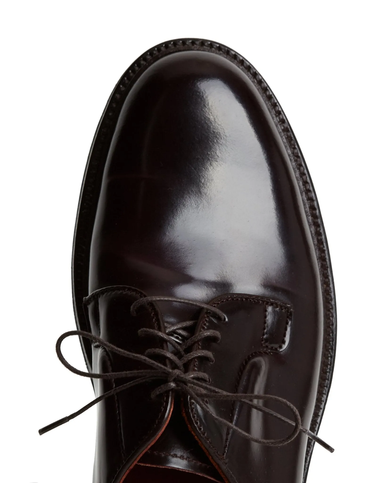 Shop Alden Cordovan Plain Toe Blucher Shoe in Dark Burgundy 990