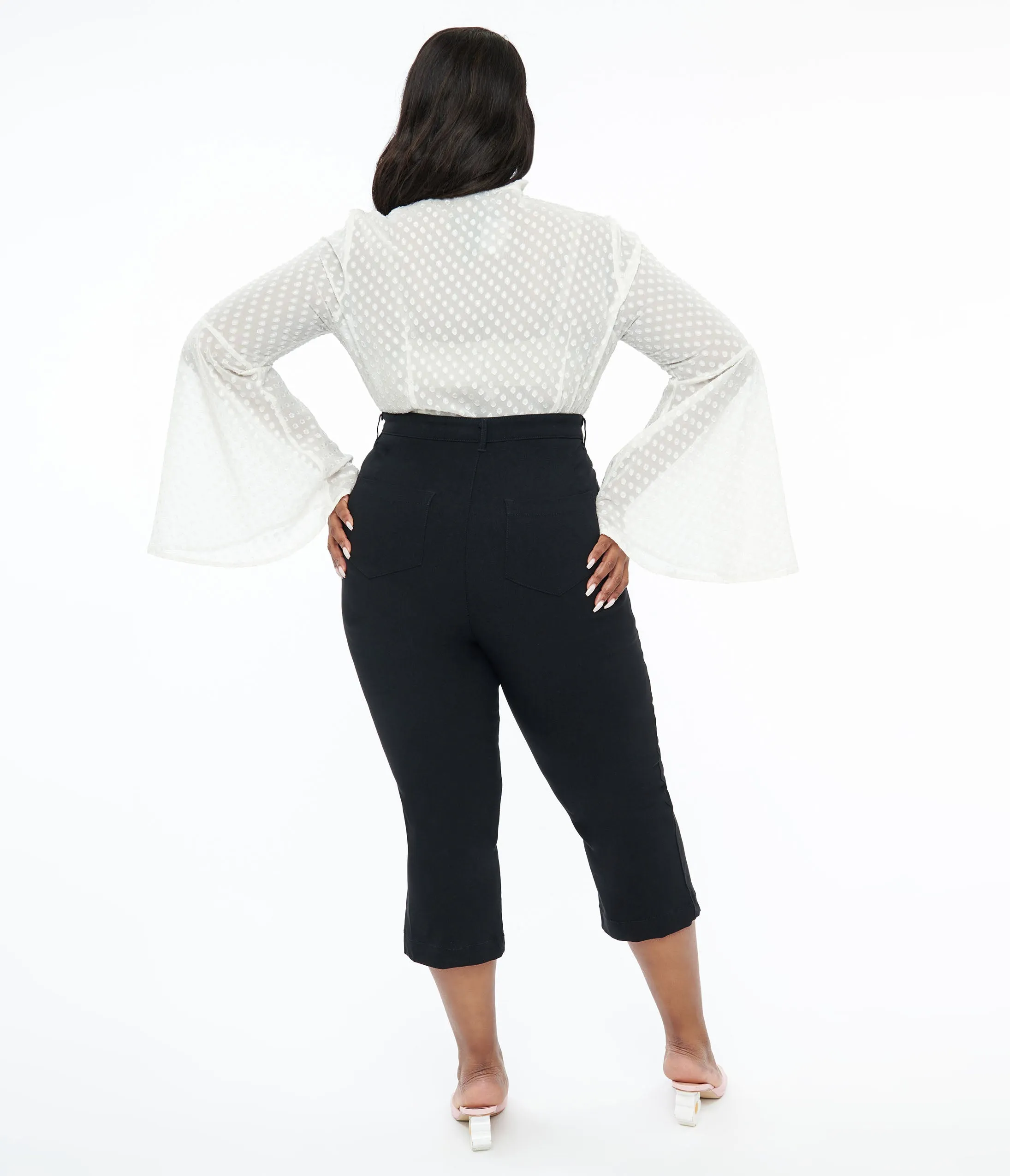 Smak Parlour Black Pintuck Capris in Plus Size