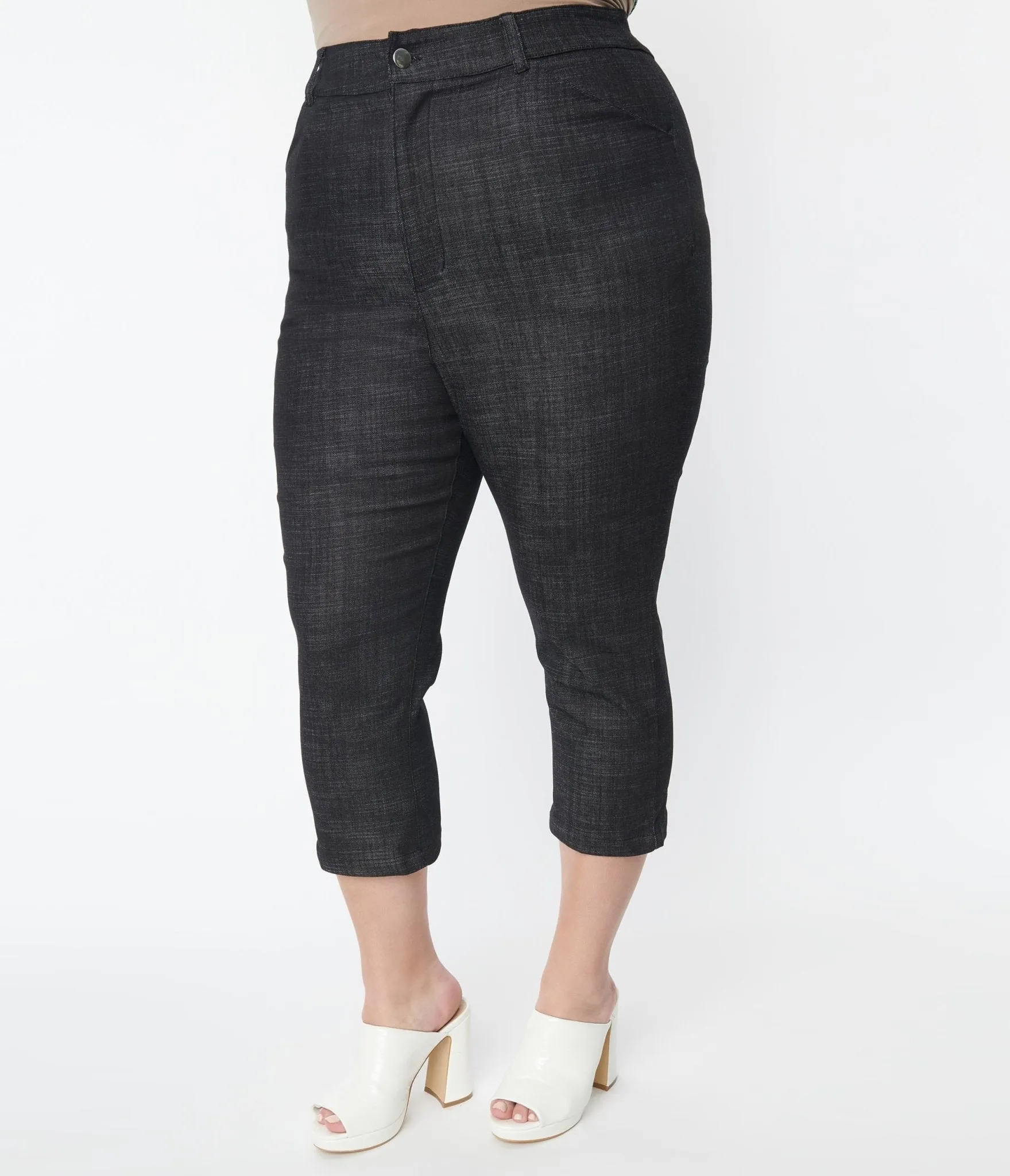 Smak Parlour Plus Size Black Denim Capris - Buy Online Now!