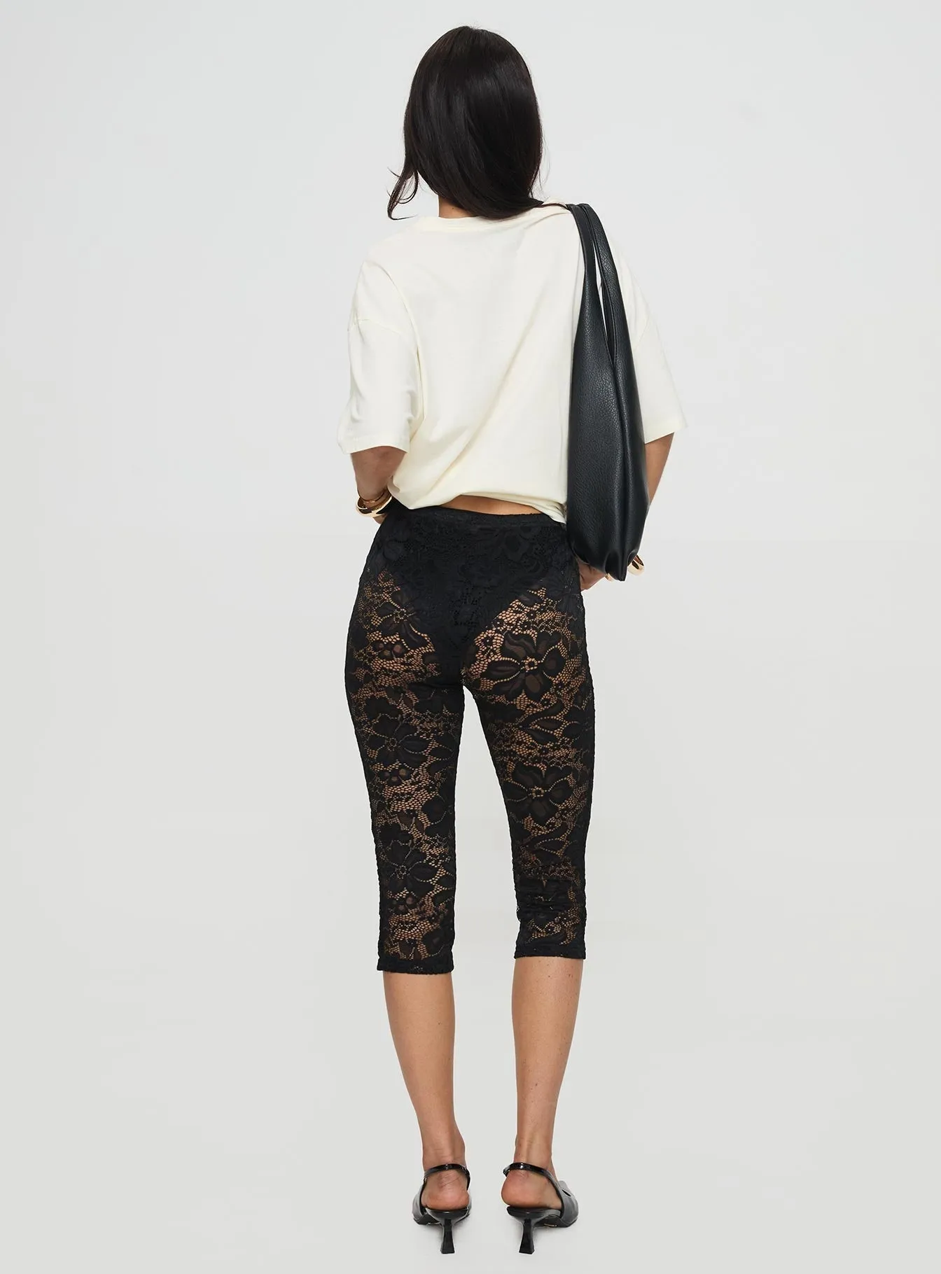 Soto Black Lace Capris