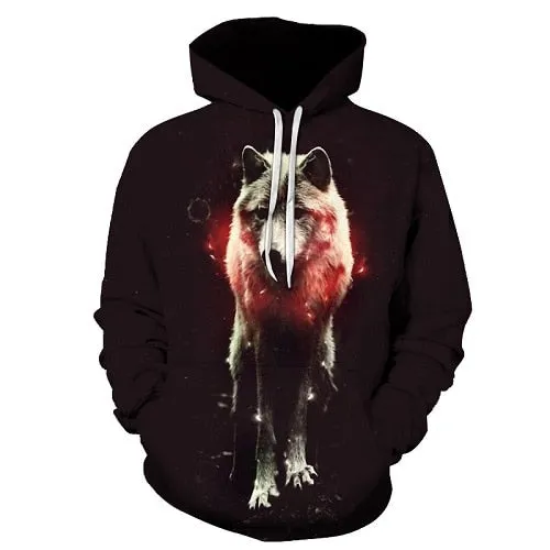 Star-headed wolf print Hoodies