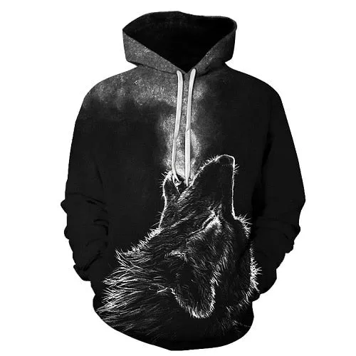 Star-headed wolf print Hoodies